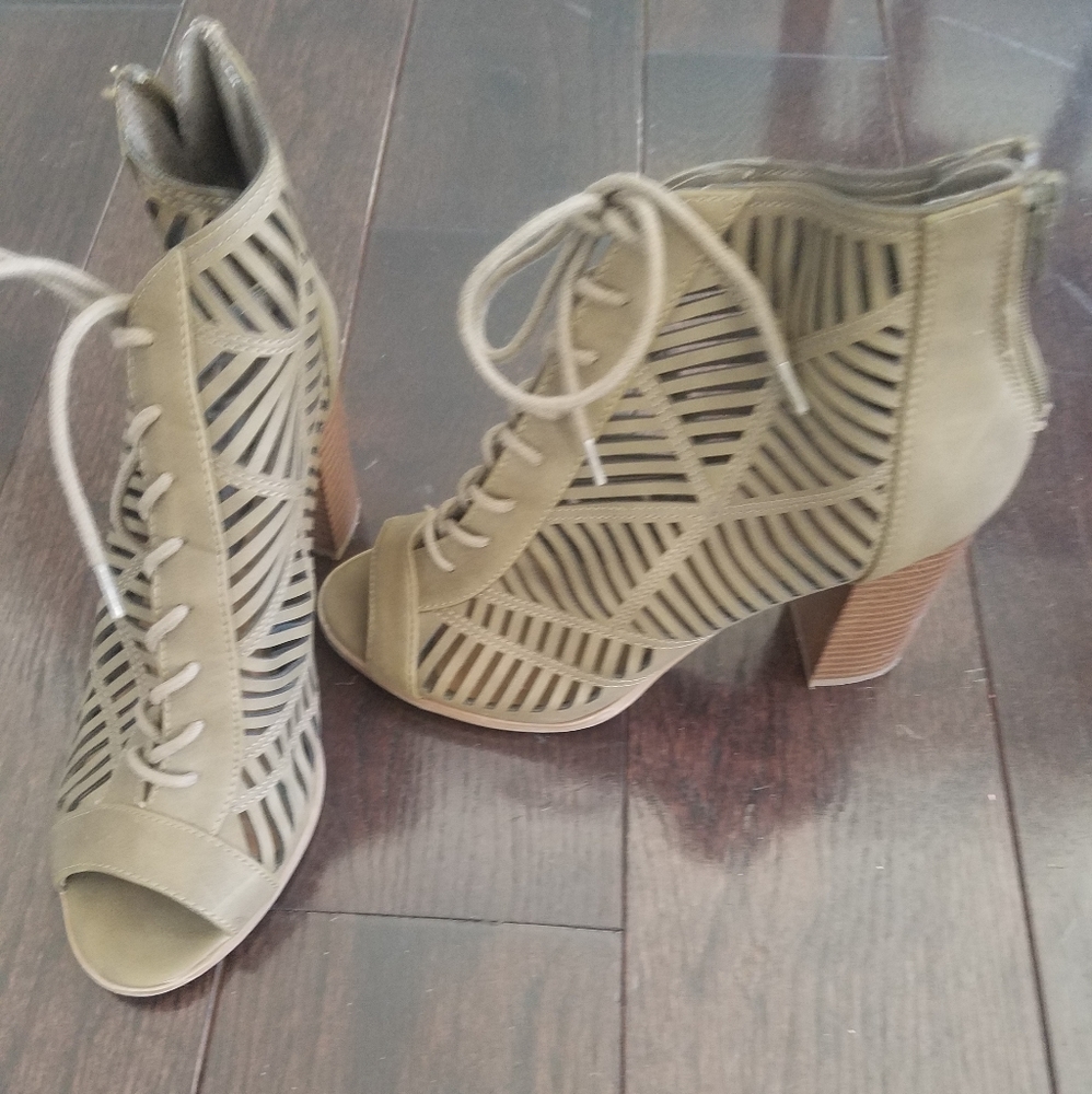 Womens olive green booties